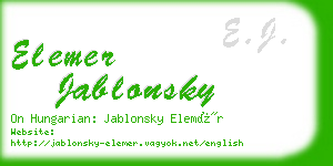 elemer jablonsky business card